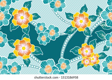 Seamless pattern with floral vector Illustration, fantasy batik motif