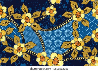 Seamless pattern with floral vector Illustration, fantasy batik motif