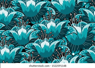 Seamless Pattern with Floral Vector Illustration, Indonesian Batik Motif
