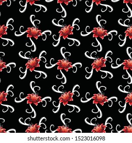 Seamless Pattern with Floral Vector Illustration, Indonesian Batik Motif