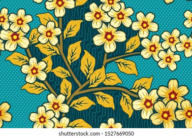Seamless pattern with floral vector Illustration, Indonesian batik motif