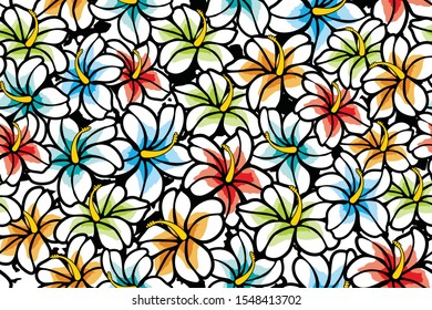 Seamless pattern with floral vector Illustration, Indonesian batik motif