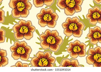 Seamless pattern with floral vector Illustration, Indonesian batik motif