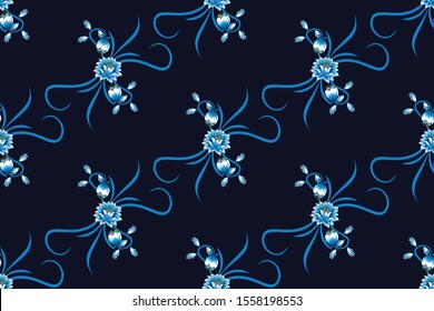 Seamless pattern with floral vector Illustration, flower batik motif