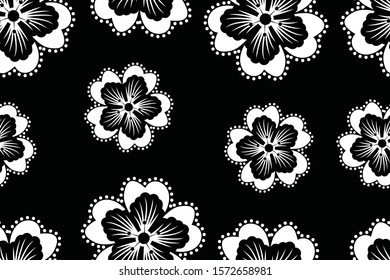 Seamless pattern with floral vector Illustration, Indonesian batik motif