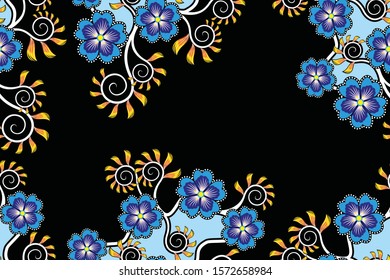 Seamless pattern with floral vector Illustration, Indonesian batik motif