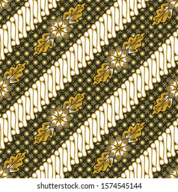 Seamless pattern with floral vector Illustration, Indonesian batik motif