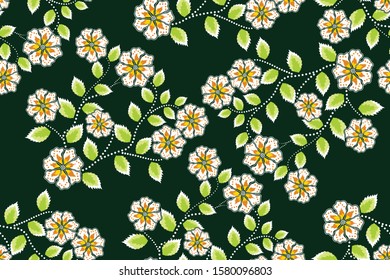 Seamless pattern with floral vector Illustration, Indonesian batik motif