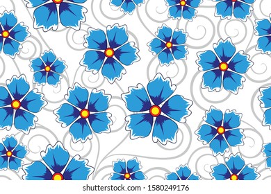 Seamless pattern with floral vector Illustration, Indonesian batik motif