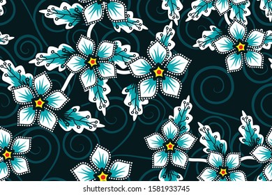 Seamless pattern with floral vector Illustration, Indonesian batik motif