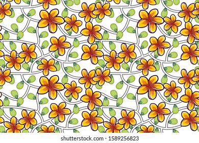Seamless pattern with floral vector Illustration. Indonesian batik motif.