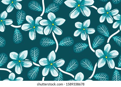Seamless pattern with floral vector Illustration. Modern batik motif.