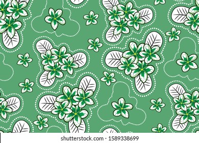 Seamless pattern with floral vector Illustration. Modern batik motif.