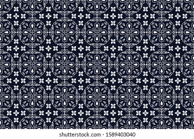 Seamless pattern with floral vector Illustration, Indonesian batik motif