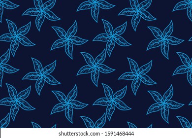Seamless pattern with floral vector Illustration, Indonesian batik motif