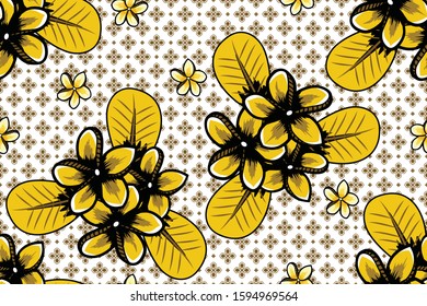 Seamless pattern with floral vector Illustration, Indonesian batik motif