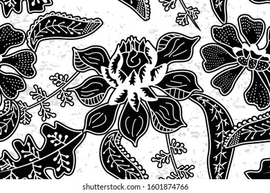 Seamless pattern with floral vector Illustration, Indonesian batik motif