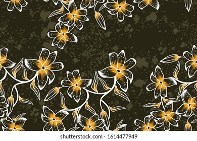 Seamless pattern with floral vector Illustration, Indonesian batik motif