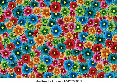 Seamless pattern with floral vector Illustration, Tropical batik motif