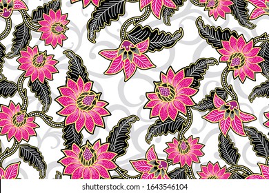 Patrón sin inconvenientes con vectores florales Ilustración, batik motif indonesio