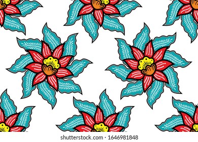 Patrón transparente con vector floral Ilustración, batik trópico