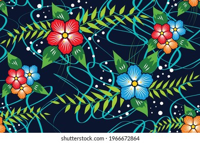 Seamless pattern with floral vector Illustration