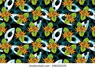 Seamless pattern with floral vector Illustration