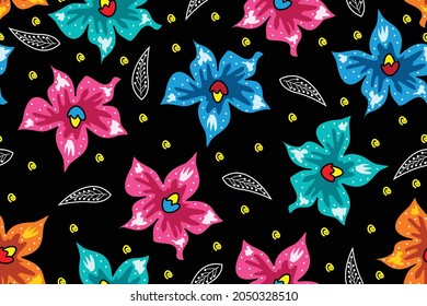 Seamless pattern with floral vector Illustration