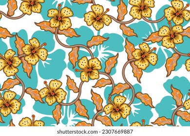 Patrón sin soldadura con vector floral Ilustración, batik trópico