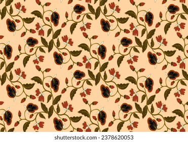 Patrón sin soldadura con vector floral Ilustración, batik trópico motivo.