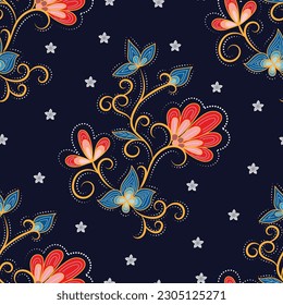 Seamless pattern with floral vector illustration.Traditional patterns for textiles, wallpapers, decor, etc