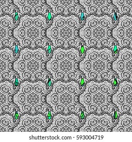 Seamless pattern floral pattern. Wallpaper baroque, damask. Seamless vector background with gray doodles. Graphic modern pattern.
