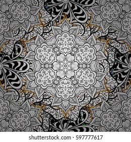 Seamless pattern floral pattern. Wallpaper baroque, damask. Seamless vector background with white doodles. Graphic modern pattern.