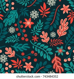 seamless pattern floral winter .