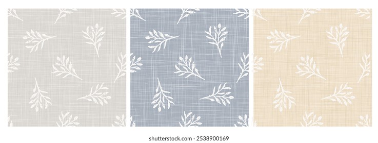 Seamless pattern floral.Floral motifs on linen background.Hand-drawn flower and leaf shape textures. Repeatable vibrant boho prints. Vector illustration