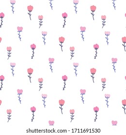 Seamless Pattern of Flower Art Design on White Background