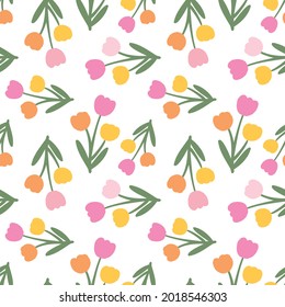 Seamless Pattern with Flower Art Design on White Background