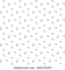 Seamless Pattern with Flower Art Design on White Background