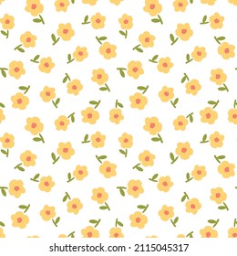 Seamless Pattern with Flower Art Design on White Background