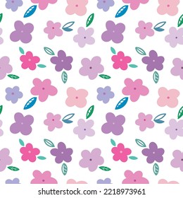 Seamless Pattern with Flower Art Design on White Background