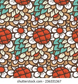 Seamless pattern -  flower background in doodle style. Vector illustration. 