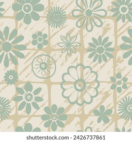 Seamless pattern, flower background, hand drawn elements for design