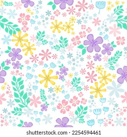 Seamless pattern flower background,Pastel design. Wallpaper vector illustration.