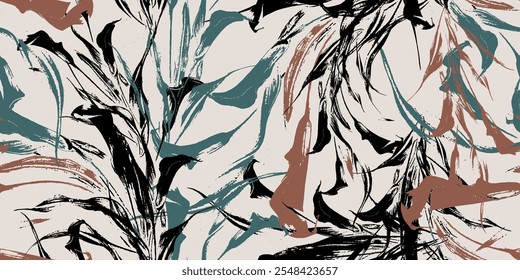 Seamless pattern of flower pattern. Botanical modern fabric fashion design with abstract texture.