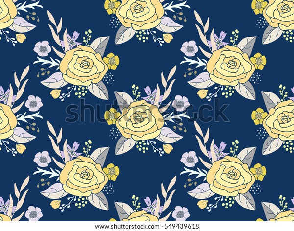 Seamless Pattern Flower Bouquets Vintage Rose