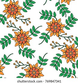seamless pattern flower branch leaves nature decoration