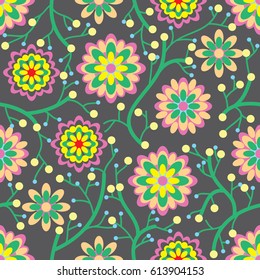 Seamless pattern with flower and branches