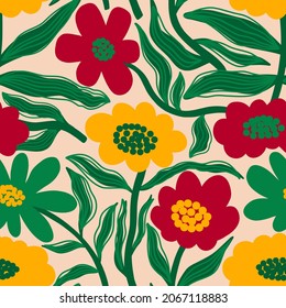 Seamless pattern flower bud.Background floral beauty elegant.Design print stylized graphic ornate.Vector illustration.