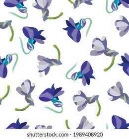 Patrón sin foco de brotes florales sobre un fondo blanco. Decoración de estilo vintage. Ilustración vectorial. 