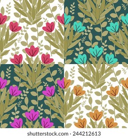 Seamless pattern with flower bunches